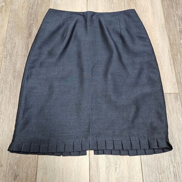 Tahari Vintage Mohair Pleated Hem Pencil Skirt Navy Blue Women 2 Business Casual - Picture 1 of 7